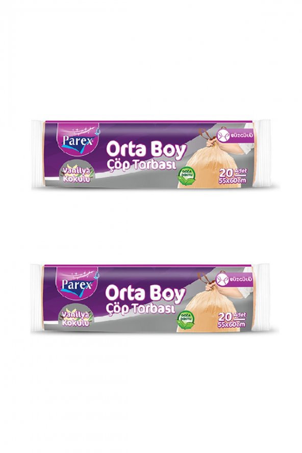 Parex Vanilya Kokulu Orta Boy Büzgülü Çöp Torbası 2 Adet