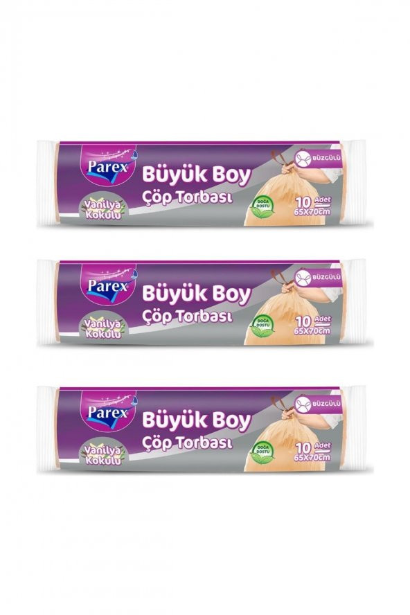 Parex Çöp Torbası Büyük Boy Büzgülü Vanilya Kokulu 10'lu X 3 Adet - 2