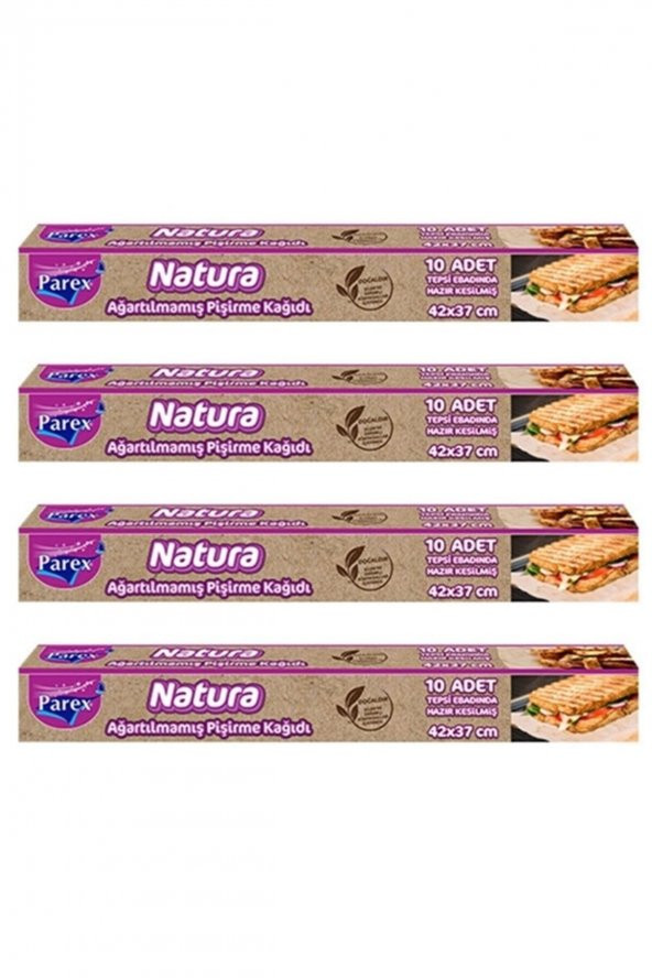 Parex Natura 4 Adet Ağartılmamış Organik Hazır Kesilmiş Pişirme Kağıdı 10'lu - 1