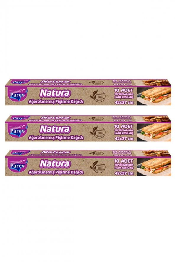 Parex Natura 3 Adet Ağartılmamış Organik Hazır Kesilmiş Pişirme Kağıdı 10'lu ürün görseli