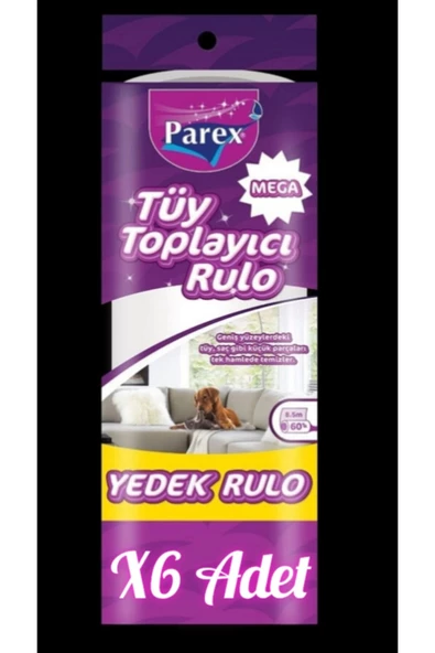 Parex 6 Adet Mega Tüy Toplayıcı Yedek Rulo 60'lı