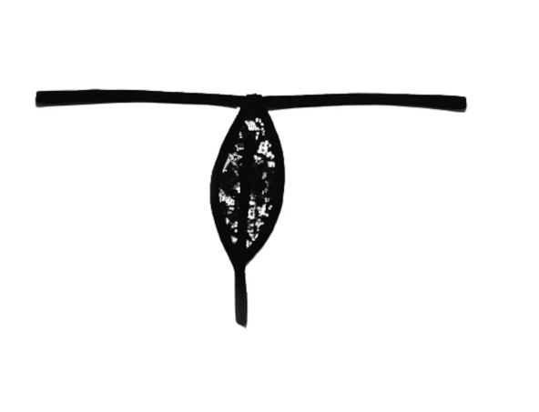 ASM1206 Kadın 2 li Siyah Tül Dantel Mini Damla Kıskırtıcı Tanga - 6