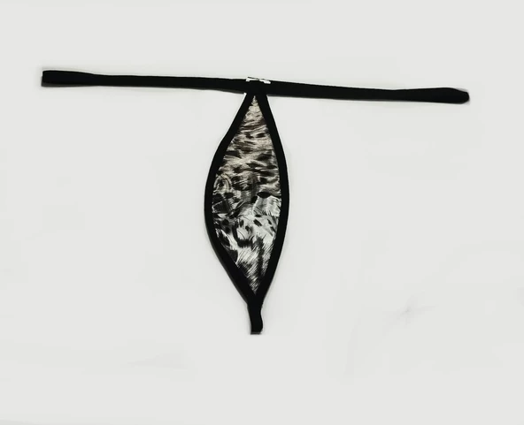 ASM1208 Kadın 2 li  Leopar Saten Mini Damla Kıskırtıcı String - 5