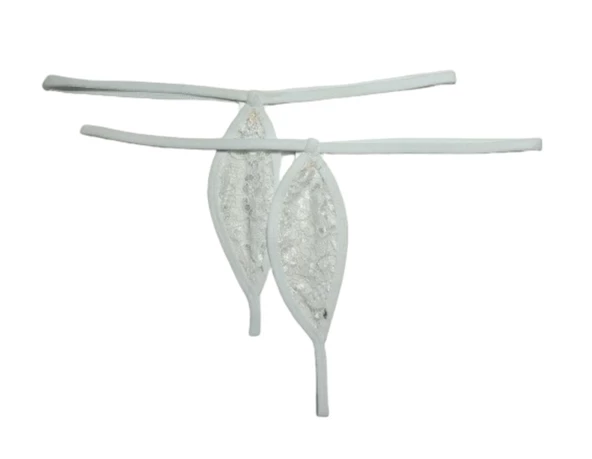 ASM1207 Kadın 2 li Beyaz Tül Dantel Mini Damla Kıskırtıcı Tanga