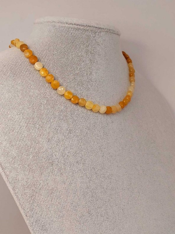 Akik Taşı YASSI Faset Kesim Kolye 6x4mm (Sabit Klipsli) (42830) - Resim 2