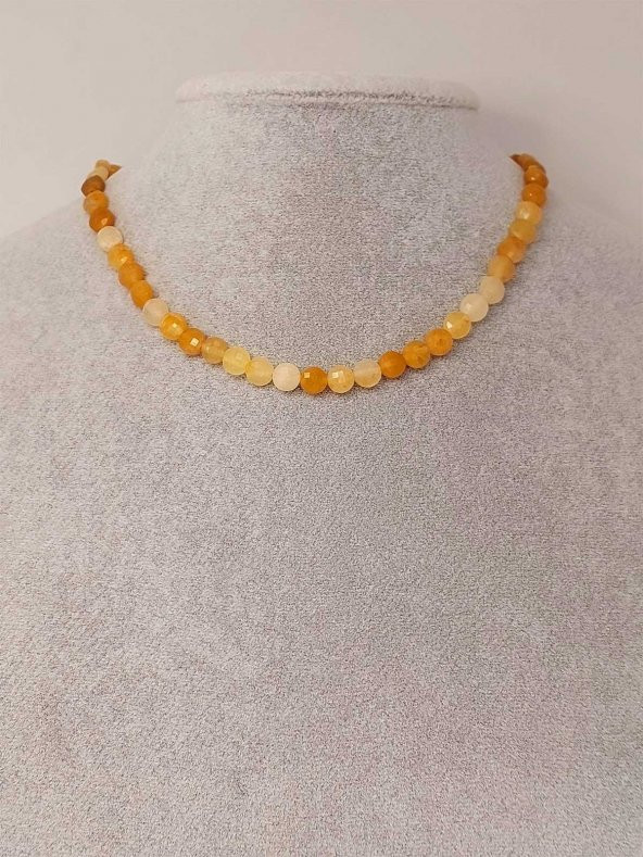 Akik Taşı YASSI Faset Kesim Kolye 6x4mm (Sabit Klipsli) (42830) - Resim 3