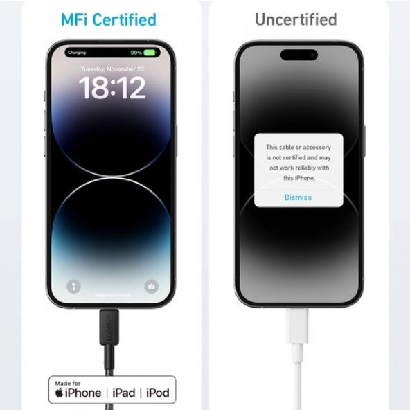 Anker 322 USB-C to Lightning Kablo - A81B6 - - 3