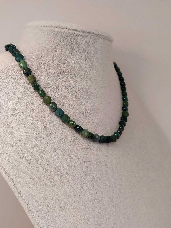 Akik Taşı YASSI Faset Kesim Kolye 6x4mm (Sabit Klipsli) (42835) ürün görseli