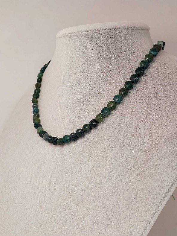 Akik Taşı YASSI Faset Kesim Kolye 6x4mm (Sabit Klipsli) (42835) - Resim 2