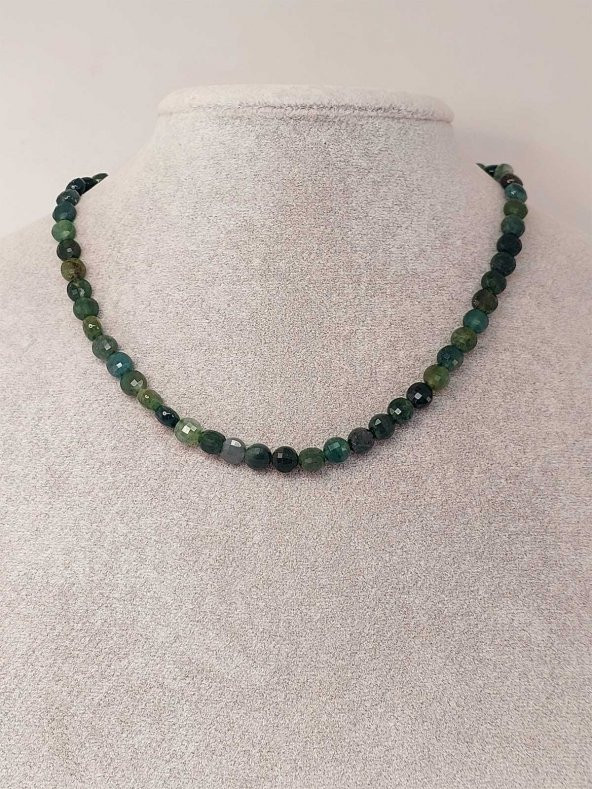 Akik Taşı YASSI Faset Kesim Kolye 6x4mm (Sabit Klipsli) (42835) - Resim 3