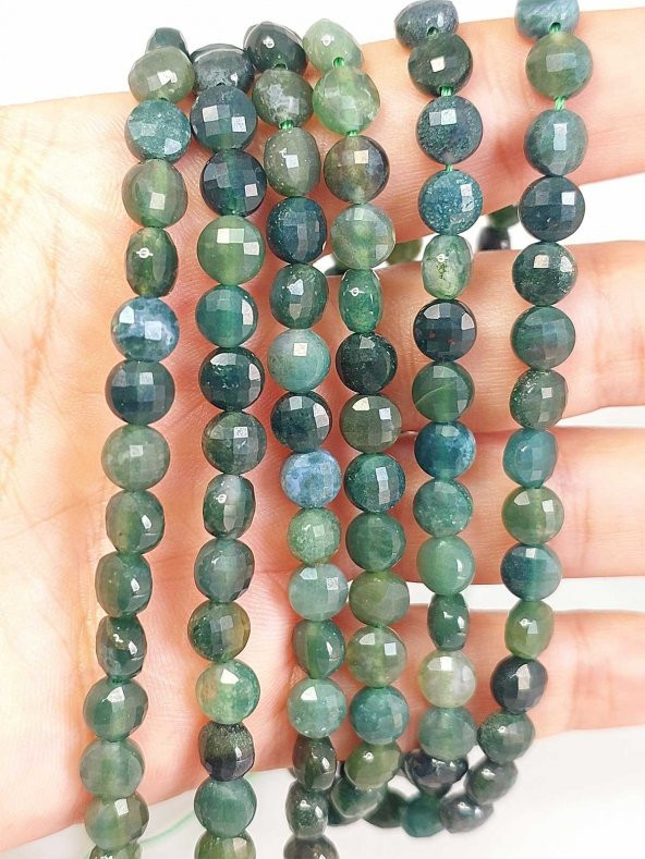 Akik Taşı YASSI Faset Kesim Kolye 6x4mm (Sabit Klipsli) (42835) - Resim 5