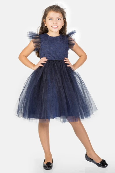 Roza Dantel Tütü Kız Çocuk Abiye Elbise MNK0546 - Resim 8