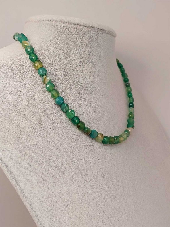 Akik Taşı YASSI Faset Kesim Kolye 6x4mm (Sabit Klipsli) (42840) ürün görseli