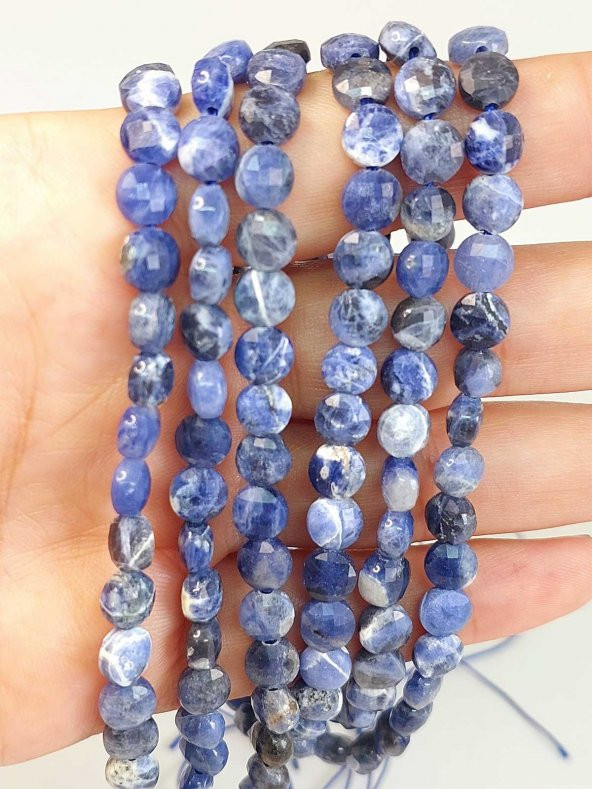 Sodalit Taşı YASSI Faset Kesim Dizi 6x4mm ürün görseli
