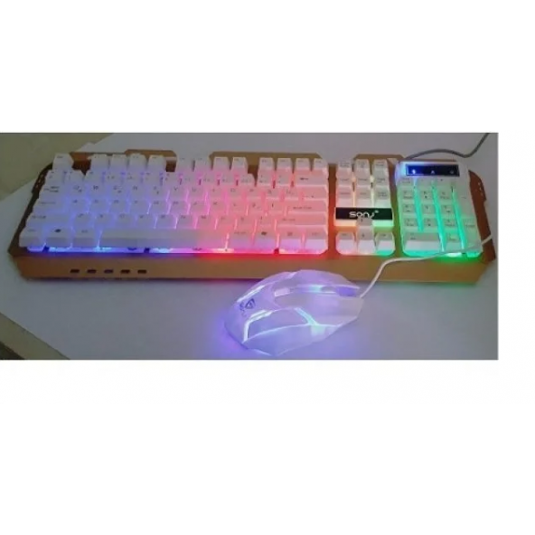 Oyuncu Klavyesi SONJ AK300 Işıklı Metal Kasa Klavye+Mouse Set