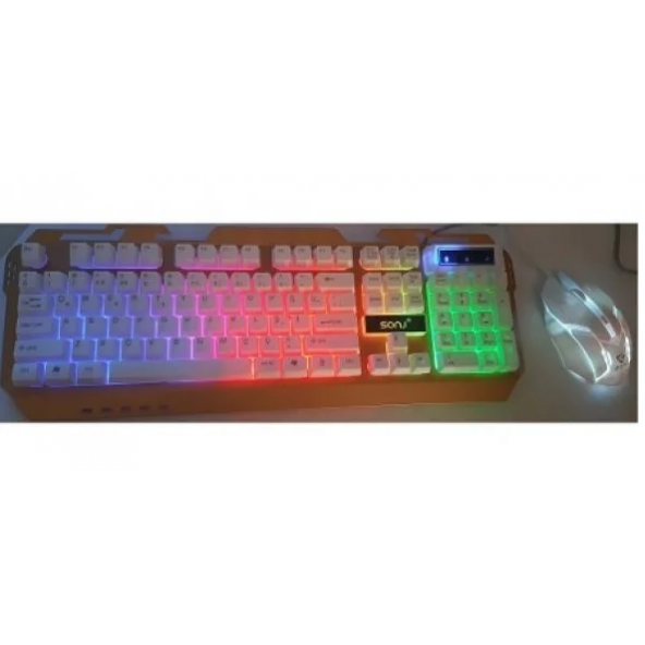 Oyuncu Klavyesi SONJ AK300 Işıklı Metal Kasa Klavye+Mouse Set - 2