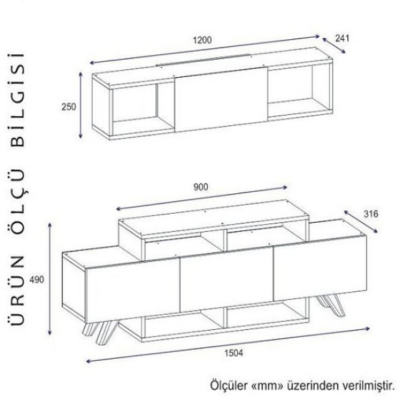 BMdekor TV Ünitesi Arzu Ceviz 150 cm - 4