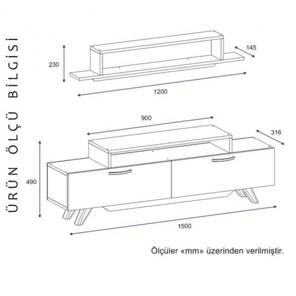 BMdekor TV Ünitesi Human Atlantikçam 150 cm - 3