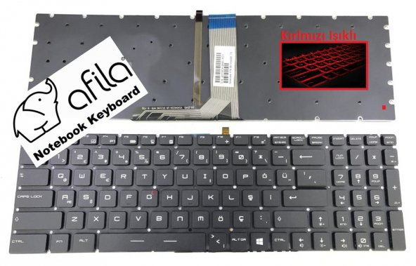 MSI GS60, GE72, GL72 Notebook Klavyesi -Siyah-TR-Kırmızı Işıklı