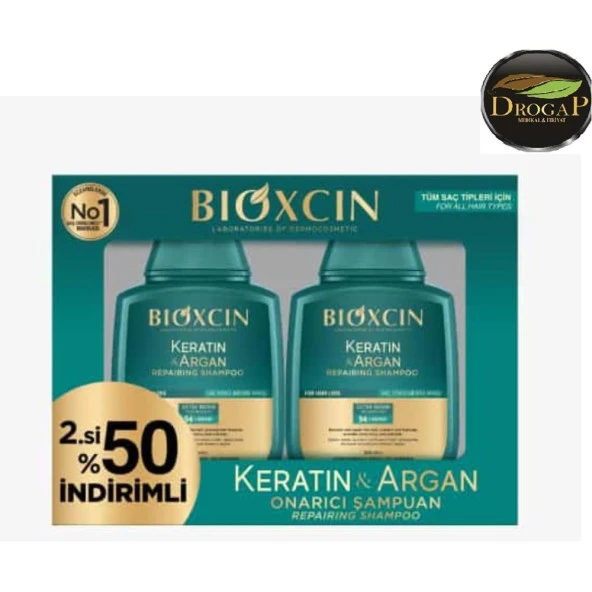 Bioxcin Keratin & Argan Onarım Şampuanı 300 Ml 2. %50 İndirimli 2li Paket