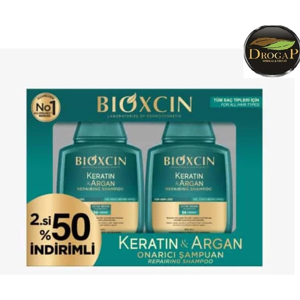 Bioxcin Keratin & Argan Onarım Şampuanı 300 Ml 2. %50 İndirimli 2li Paket