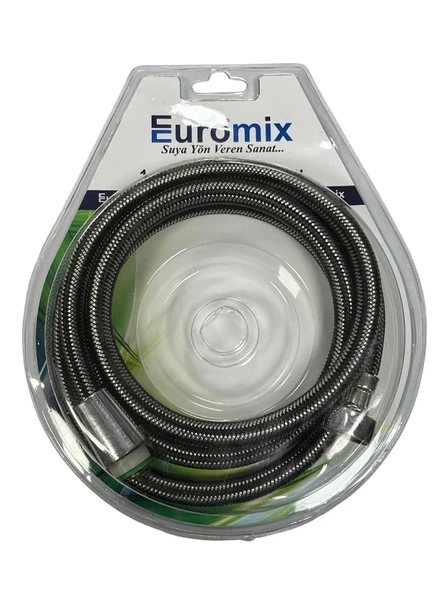 EUROMİX BRİSTERLİ ÇELİK ÖRGÜLÜ 150CM 360° DÖNERLİ DUŞ HORTUMU 150 CM DH 005-6
