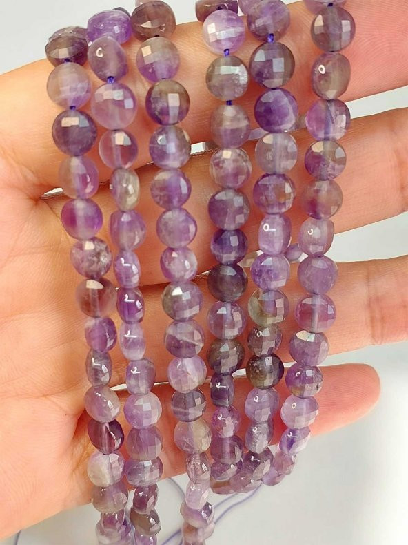 Ametist Taşı YASSI Faset Kesim Dizi 6x4mm ürün görseli