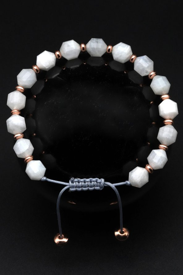 Ay Taşı Doğal Taş Makrome Örme Bileklik ürün görseli 1