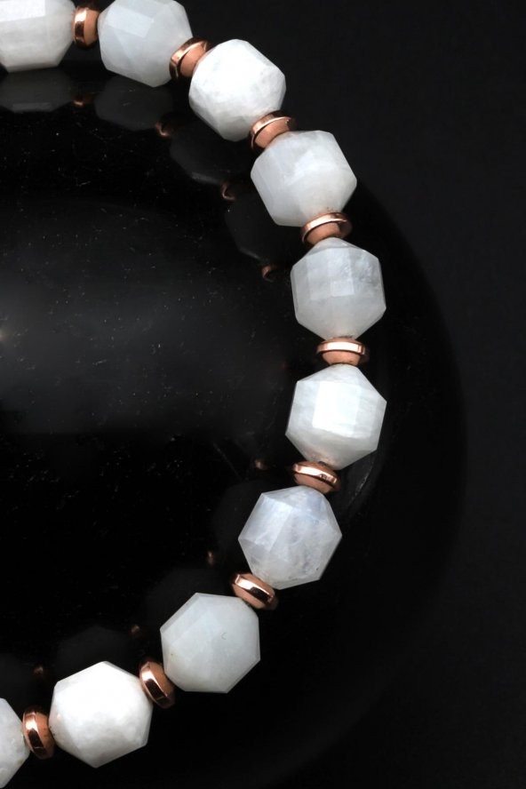 Ay Taşı Doğal Taş Makrome Örme Bileklik - Resim 2