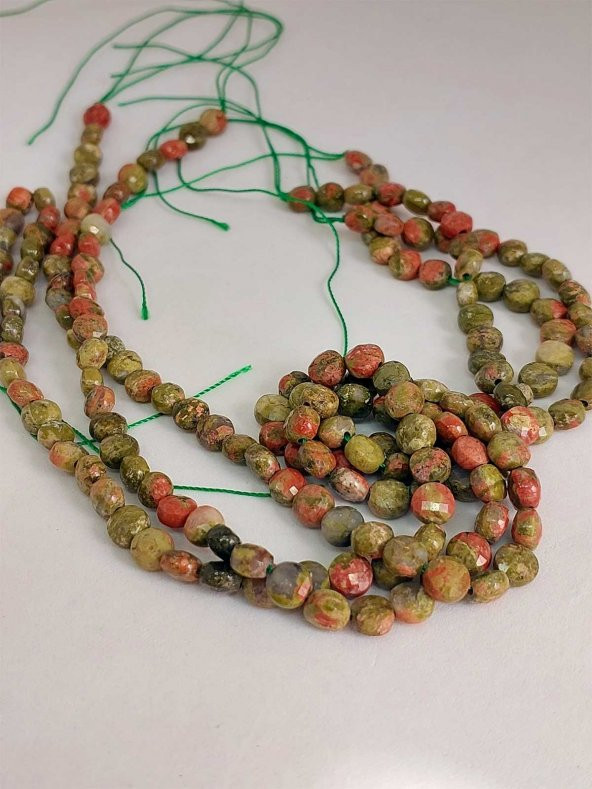 Unakit Taşı YASSI Faset Kesim Dizi 6x4mm - Resim 3