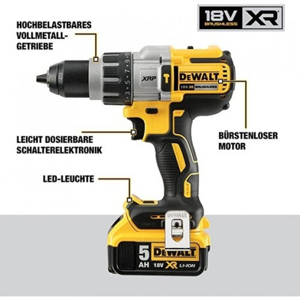 Dewalt DCD996P2-QW 18V/5.0Ah Li-ion Çift Akülü Kömürsüz Profesyonel Darbeli Matkap - 5