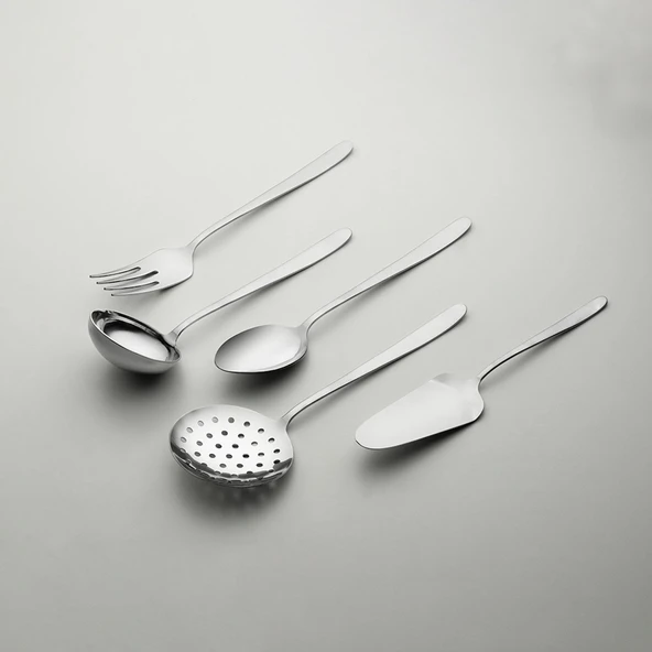 Nehir Sultan Sade 5 Parça Paslanmaz Çelik Servis Takımı - Resim 2