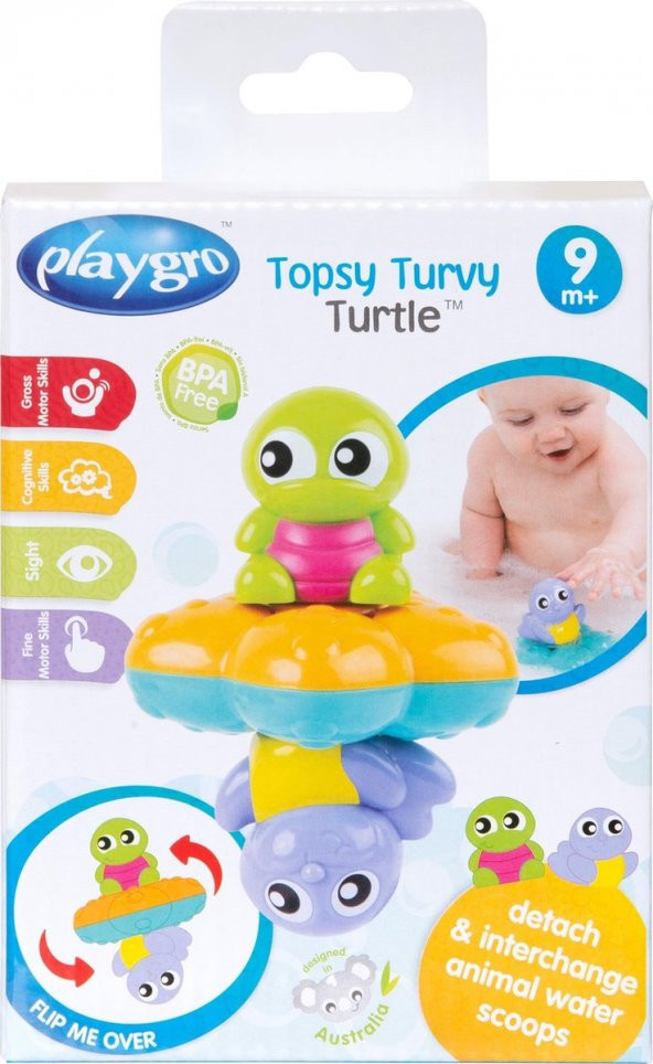Playgro - Topsy Turvy Turtle - Ters Çevrilebilir Kaplumbağa Banyo Oyuncağı