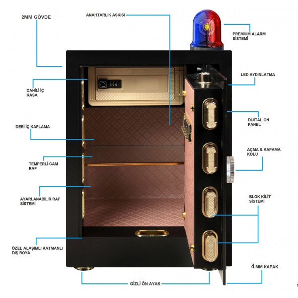 İnsafe ISC80A6 Special Edition Ekstra Büyük Boy Çelik Para Kasası - Değerli Eşya ve Mücevher Kasası - 6