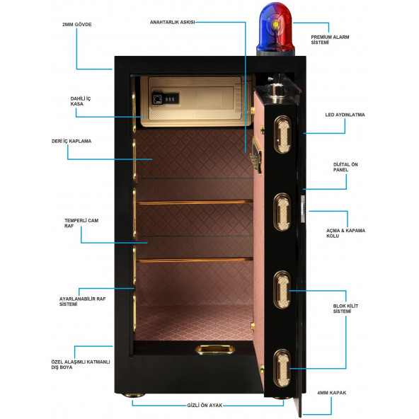 İnsafe ISC100A6 Special Edition Mega Büyük Boy Çelik Para Kasası - Değerli Eşya ve Mücevher Kasası - 4