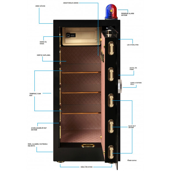 İnsafe ISC150A6 Special Edition Ekstra Mega Büyük Boy Çelik Para Kasası - Değerli Eşya ve Mücevher Kasası - 4