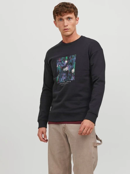 JACK JONES Yazı Baskılı Bisiklet Yaka Erkek Sweatshirt 12242366 - Resim 2
