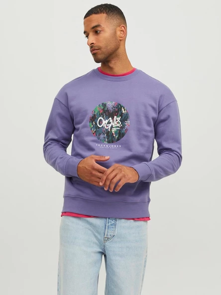 JACK JONES Yazı Baskılı Bisiklet Yaka Erkek Sweatshirt 12242366 - Resim 2