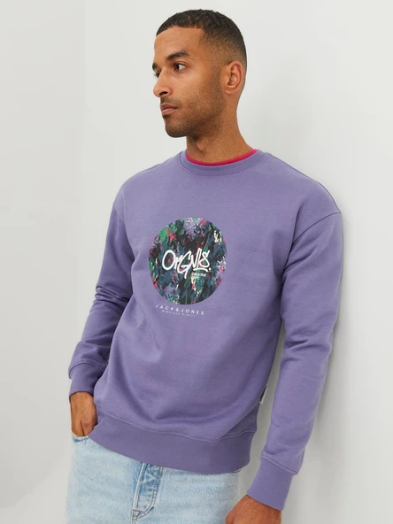 JACK JONES Yazı Baskılı Bisiklet Yaka Erkek Sweatshirt 12242366 - Resim 7