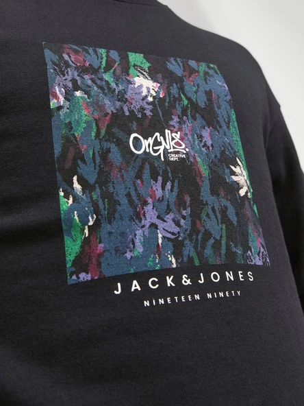 JACK JONES Yazı Baskılı Bisiklet Yaka Erkek Sweatshirt 12242366 - Resim 5
