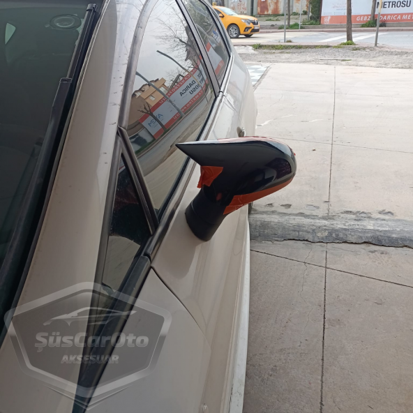Seat Leon Mk2 2005-2008 Makyajsız Kasa İle Uyumlu Batman Yarasa Ayna Kapağı Piano Black ABS Plastik - 3