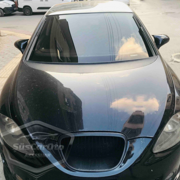 Seat Leon Mk2 2005-2008 Makyajsız Kasa İle Uyumlu Batman Yarasa Ayna Kapağı Piano Black ABS Plastik - 7