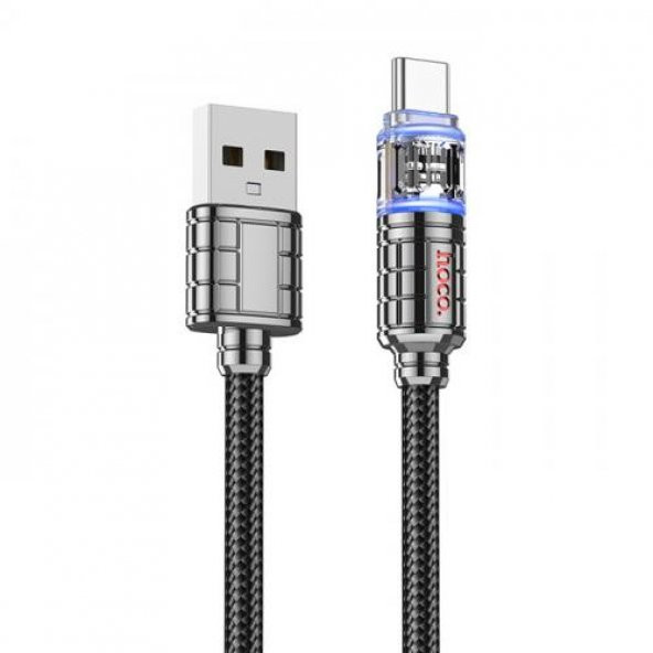 Polham HC crystal Series 1MT 60W 3A USB to Type-C Data ve Şarj Kablosu, Akım ve Isı Korumalı Halat Kopmaz Type C Kablo, Led Işıklı