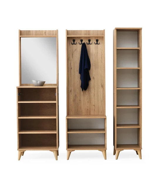 Irmak Portmanto Çift Askılık Ayakkabılık Aynalı 160x37x195 - 6