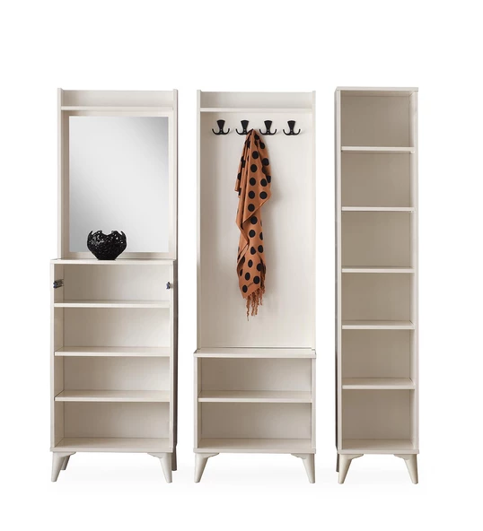 Irmak Portmanto Çift Askılık Ayakkabılık Aynalı 160x37x195 - 5