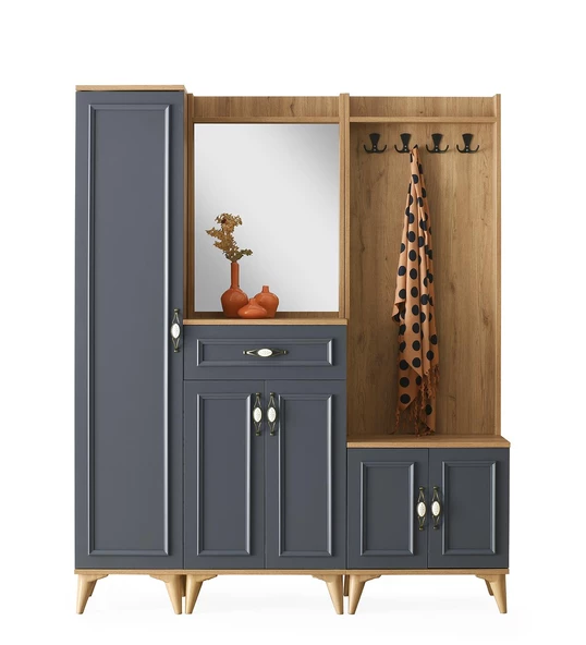 Irmak Portmanto Çift Askılık Ayakkabılık Aynalı 160x37x195 - 2