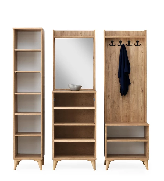 Irmak Portmanto Çift Askılık Ayakkabılık Aynalı 160x37x195 - 7