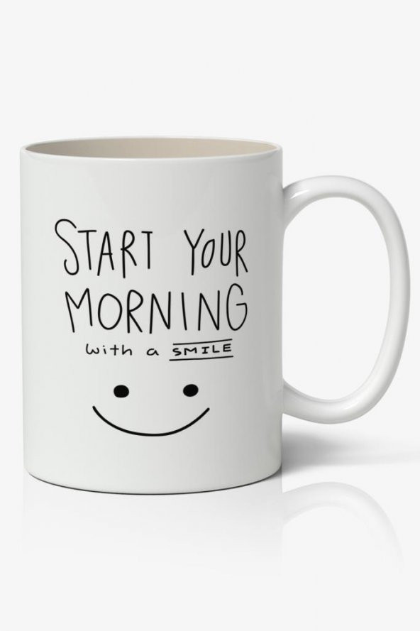Smile (Gülümse) Tasarımlı Kupa Bardak Baskılı Kahve Kupa Bardak
