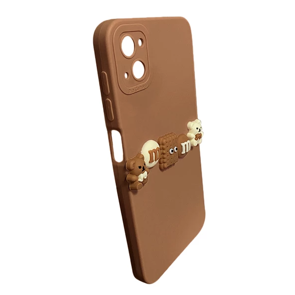 iPhone 14 Kılıf 3D M Bear Kamera Korumalı Silikon Kapak - 10