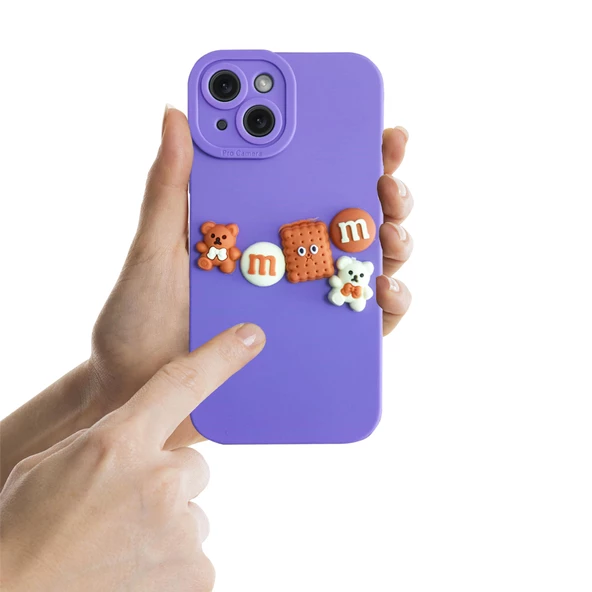 iPhone 14 Kılıf 3D M Bear Kamera Korumalı Silikon Kapak - 6